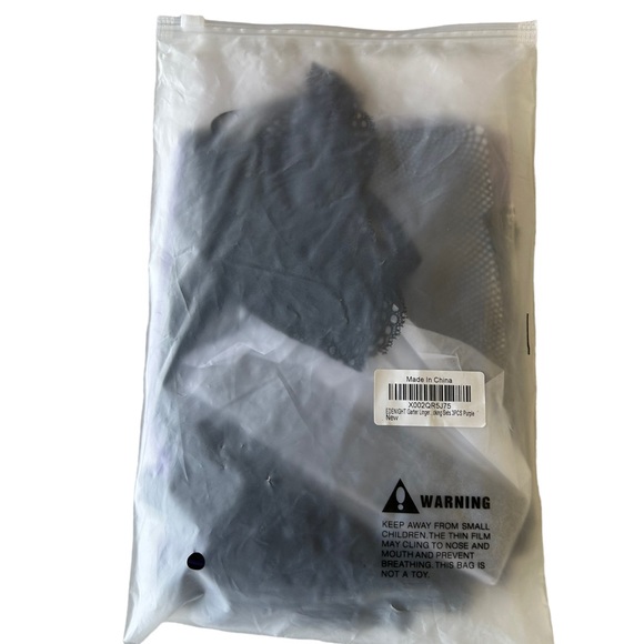 Edenight sexy purple lingerie set chemise w underwire belt thong stockings NIP - Picture 3 of 3